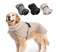 YPDOPORA Cappotto Caldo per Cani per Il Freddo, Giacca Comoda con Collo Alto per Cani, Cappotti Riflettenti Impermeabili per Cani con Gancio Regolabile E Foro per Guinzaglio per Cani,Beige,S