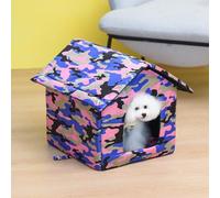 YPDOPORA Casa para Gatos Al Aire Libre, Casa para Gatos Impermeable para Invierno, Refugio para Mascotas Callejeras con Alfombra Cálida, Plegable Y Móvil, Fácil De Limpiar,B,L