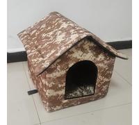 YPDOPORA Casa para Gatos Al Aire Libre, Casa para Gatos Impermeable para Invierno, Refugio para Mascotas Callejeras con Alfombra Cálida, Plegable Y Móvil, Fácil De Limpiar,D,M