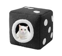 YPDOPORA Casa para Gatos De Invierno, Casa para Perros De Felpa Plegable De Invierno con Forma De Dados, Cama Acogedora para Gatos En Forma De Cubo, Cama para Perros Pequeños,Negro,L