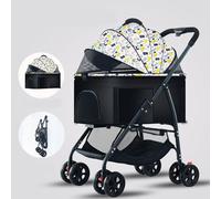 YPDOPORA Cochecito para Perros Pequeños Y Medianos, Cochecito Plegable para Mascotas De 4 Ruedas, Cochecito para Gatos con Transportador Desmontable, Cesta De Almacenamiento,C