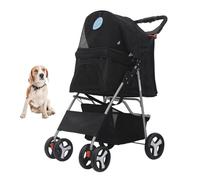 YPDOPORA Cochecito Plegable De 4 Ruedas para Mascotas, con Cesta De Almacenamiento, Asa, Rueda Delantera De 360° Y Rueda Trasera con Freno para Perros Y Gatos Pequeños Y Medianos,D