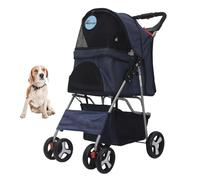 YPDOPORA Cochecito Plegable De 4 Ruedas para Mascotas, con Cesta De Almacenamiento, Asa, Rueda Delantera De 360° Y Rueda Trasera con Freno para Perros Y Gatos Pequeños Y Medianos,F
