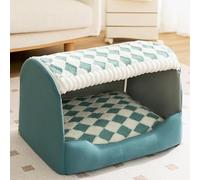 YPDOPORA Cómoda Cama para Perros, Perrera Cálida Plegable, Caseta Interior para Perros con Cojín Extraíble, Cama Antideslizante para Perros, Acogedora Cama para Perros Y Gatos,Azul,M