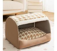 YPDOPORA Cómoda Cama para Perros, Perrera Cálida Plegable, Caseta Interior para Perros con Cojín Extraíble, Cama Antideslizante para Perros, Acogedora Cama para Perros Y Gatos,Marrón,3XL