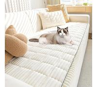 YPDOPORA Divertidas Fundas De Sofá para Mascotas, Alfombrilla De Algodón para Perros, Funda Protectora para Sofá, Funda Antideslizante para Perros, Funda De Sofá Lavable para Mascotas,Blanca,L