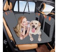 YPDOPORA Extensor De Asiento Trasero para Perros, Funda De Asiento De Coche para Perros con Fondo Duro, Fundas De Asiento para Mascotas para Asiento Trasero, Más Grueso Y A Prueba De Arañazos,Gris