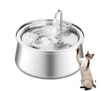 YPDOPORA Fuente De Agua De Acero Inoxidable para Gatos, Fuente para Mascotas De 4 L/135 Oz De Gran Capacidad, Dispensador De Agua para Perros con Ventana De Nivel De Agua, Fácil De Limpiar.,A