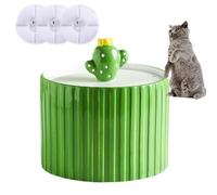 YPDOPORA Fuente De Agua De Cerámica para Gatos, 1,5 L (50 Oz), Bomba Ultrasilenciosa Y 6 Filtros De Repuesto, Dispensador Automático De Agua,M