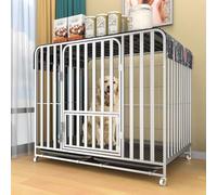 YPDOPORA Jaula para Perros Indestructible De Alta Resistencia, con Ruedas Universales Silenciosas, Jaula para Perros A Prueba De Escapes, con Bandeja Extraíble, Jaula Extra Grande para Interiores,D,M