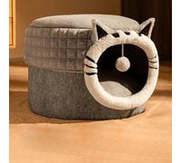 YPDOPORA Nido para Gatos con Calefacción Y Juguete Colgante, Casa para Gatos Plegable con Calefacción Automática, Cama Térmica para Mascotas para Perros Pequeños O Gatitos,L