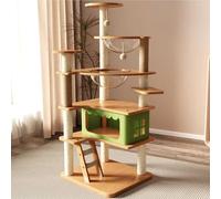 YPDOPORA Torre para Gatos, Diseño De Cápsula Espacial Doble Transparente, Estructura Piramidal, con Caseta Grande, Dos Bolas Colgantes De Peluche Y Columnas De Sisal