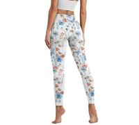 Ypexeognv Leggings suaves de cintura alta para mujer con bolsillos, control de abdomen, pantalones de yoga ajustados a la moda, mallas transpirables para correr, Floral, Large