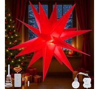 YPGFDZYDHH Decoración para árbol de Navidad 3D de 18 pulgadas, lámpara LED 3D para árbol de Navidad con función de temporizador, estrella iluminada de Moravia utilizada para decorar árboles de