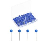 Yphzmtz Alfileres versátiles con cabeza, mapa, mini chinchetas, redondas, para tablón de anuncios, placa de corcho, mapas, fotos, manualidades, 0,4 x 1,5 cm (azul-300)