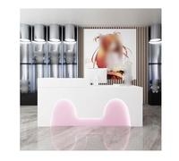 YPIOUREN Mostrador De Recepción Con Cajones, Moderno Mostrador Con Luces LED, Escritorio De Recepcionista Con Espacio De Almacenamiento, For Sala De Recepción, Salón De Belleza(White Pink,RIGHT_100CM/