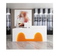 YPIOUREN Mostrador De Recepción Con Cajones, Moderno Mostrador Con Luces LED, Escritorio De Recepcionista Con Espacio De Almacenamiento, For Sala De Recepción, Salón De Belleza(White Orange,LEFT_100CM