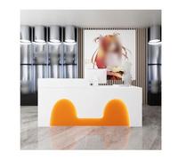YPIOUREN Mostrador De Recepción Con Cajones, Moderno Mostrador Con Luces LED, Escritorio De Recepcionista Con Espacio De Almacenamiento, For Sala De Recepción, Salón De Belleza(White Orange,RIGHT_100C