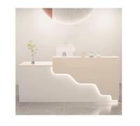 YPIOUREN Mostrador De Recepción Moderno, Mostrador De Transacciones Moderno Y Multifuncional, Mostrador Frontal con Cajón con Cerradura, For Vestíbulos Y Salones.(Cream White,Left_100CM/39.4IN)
