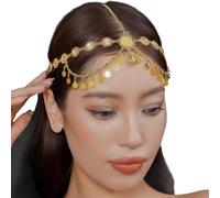 Ypkia - Cadena de pelo estilo barroco con colgante de cristal, cadena de boda dorada con flecos para boda, baile de fin de año, fiesta temática de carnaval