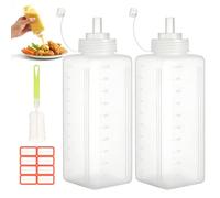 YPLANGENT Botella Squeeze 1000ml 2PCS- Dispensador de Salsa de Plástico con Etiquetas y Frasco Dosificador - Botella Práctica para Ketchup, Aceite, BBQ y Más