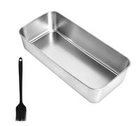 YPLANGENT Molde Rectangular Repostería, Molde Bizcocho Horno, Molde para Pan - Molde Acero Inoxidable 33 x 15 x 6,7 cm con Pincel Silicona para Lasaña, Brownie y Pan Casero