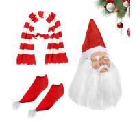Yplkm Disfraz De Papá Noel Para Cosplay | Accesorios Para Disfraz De Navidad | Juego De Rol Con Gorro Bufanda Y Calcetines | para Adultos, Actuación, Evento Escolar, Reunión Familiar, Celebración