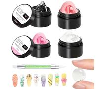 Yplkm Gel 3D - Gel de Esculpido en 4 Colores | Pegamento Moldeable para Charm de Strass 3D en Uñas, Uso en Casa y Salón, Decoración de Pies, Esmaltado Francé y Estampado Foil para