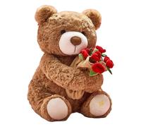 Yplkm Juguete De Oso De Peluche - Muñeca Suave Y Acurrucable Sosteniendo Ramo De Rosas | Animal De Peluche Juguete Almohada De Felpa - para El Día De Los Enamorados Cumpleaños Navidad Y Vacaciones