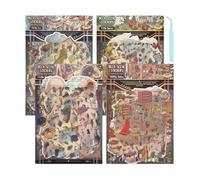 Yplkm Pegatinas Escenario 3D - Juego de 4 Pegatinas DIY de Casas Miniaturas y | Decoraciones en 3D para Escenas en Miniatura,Para Aliviar El Estrés, Pasar El Tiempo, Botella De Agua, Teléfono, Niños,