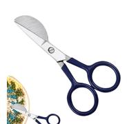 Yplkm Tijeras para alfombras - Hoja de tijera de pico de pato con apliques de acero inoxidable de 4.72 pulgadas | Tijeras para el hogar con mango descentrado curvo doblado doble para alfombras y