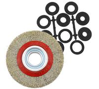 YPLonon Cepillo Circular de Acero de Acero Latonado Diámetro 147 mm | Cepillo Industrial Circular Metálico con Adaptadores Steel Wheel Brush para Esmeriladora de Banco y Amoladora a Limpiar Pulir