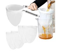 YPLonon Colador de Tela 4 Piezas Bolsa de Leche Vegetal Colador de Alimentos Blanco con Bolsa de Soporte y Bolsa de Leche de Tuerca de Filtro Lavable, Bolsas de Colador de Leche para Jugo Café