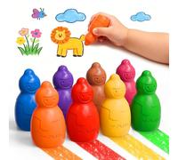 YPLUS Ceras apilables de muñeco de nieve para niños pequeños - 8 colores vivos, lápices de cera lavables no tóxicos a partir de 1 año para 1-4 años, lápices de colorear gruesos Jumbo, juego de pintura