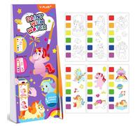 YPLUS Pintura con Libros de Agua para Niños Pequeños，Papel de Acuarela para Edades de 1 a 4 años，Regalo de Arte Artesanal con Pincel e Ilustraciones de Mini unicornio Incluidas
