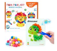 Yplus Pompoms Art para Manualidades Niños, Kit de Actividades de Manualidades DIY para Niños Pequeños de 1-3, 2-4, 3-5 Años, Suministros de Arte para la Motricidad Fina de los Dedos- Animal