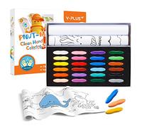 YPLUS Set de crayones de maní niños, estuche de arte con crayones de 24 colores y rolde papel adhesivo de pared, artículos para colorear para niños no tóxicos para regalo