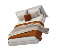 YPREWY 1/20 Casas de muñecas accesorio para dormitorio, cama doble color crema con ropa de cama, diseño interior realista, proyecto de manualidades, accesorios de paisaje, casa de muñecas