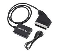 YPREWY Adaptador SCART macho a HDTV hembra para salida de sonido de vídeo 1080P, enchufes y reproducción, alimentado por USB, diseño portátil, euroconector a HDMI
