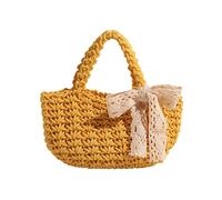 YPREWY Bolso de mano tejido a mano para mujer, bolso de mano, bolsa de paja para verano, playa, vacaciones, casual, bolsa de paja, regalos, bolsas tejidas a mano para mujer, Amarillo, One Size