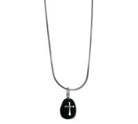 YPREWY Collar con dije de hip hop, cadena de clavícula de piedra negra, pequeña cadena de hueso de serpiente, joyería para mujeres y niñas