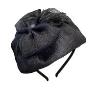 YPREWY Diadema de tul francés con lazo de calavera alta, medio sombrero, aro fino para mujer, fiesta de té, decoración formal para el cabello