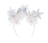 YPREWY Elegantes accesorios para el cabello con diseño de copo de nieve, diadema de diamantes de imitación blancos brillantes para festividades y fiestas de invierno