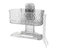 YPREWY Estante de almacenamiento con ventosa sin taladro para baño con doble capa y diseño ventilado, estante moderno y simple