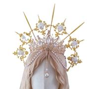 YPREWY Fahshionable - Corona de perlas de Halloween para mujer, elegante tocado de aleación, tocado de cosplay para bodas y fiestas