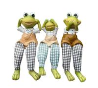 YPREWY Paquete de 3 figuras de ranas de resina sin ver sin hablar oye ranas sentadas, estatuas para decoración del hogar, jardines, esculturas caprichosas