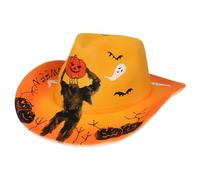 YPREWY Sombrero de vaquero de graffiti de Halloween, esqueleto pintado a mano, tocado único para fiesta para niñas y niños