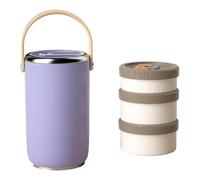 YPREWY Tarro de almuerzo apilable de varios niveles, portátil, a prueba de fugas, caja de acero inoxidable, contenedor de alimentos aislado, contenedor de alimentos de acero inoxidable, contenedor de