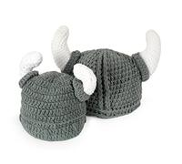 Ypser Cute Bull Horn Beanie Cap Hecho a Mano de Punto Viking Crochet Hats