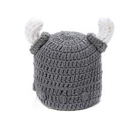 Ypser Cute Bull Horn Beanie Cap Hecho a Mano de Punto Viking Crochet Hats